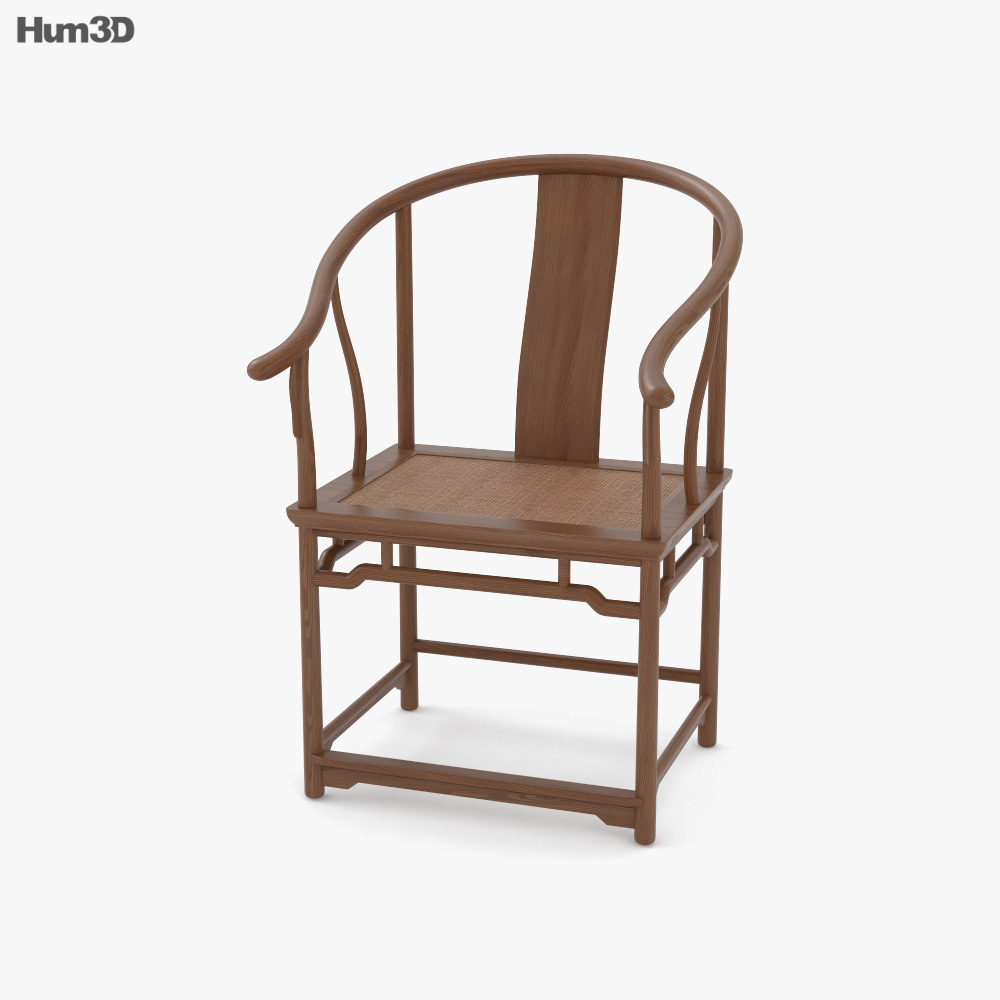 Huanghuali Horseshoe Back 肘掛け椅子 3Dモデル
