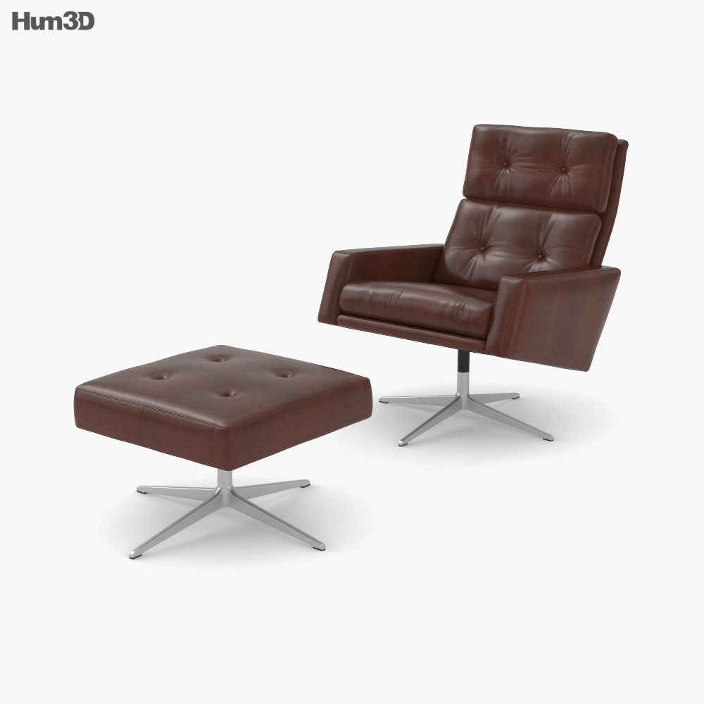 Robin Day Leo Chair And Ottoman 3D model