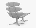 Poul Volther Corona Chair And Ottoman 3d model