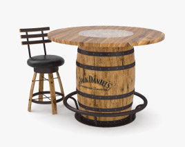 Barrel Table And Chair 3D model