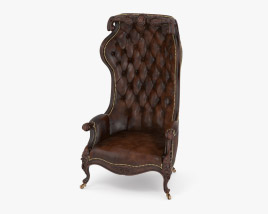 Victorian Mahogany And Leather Hall Porters Chair 3D model