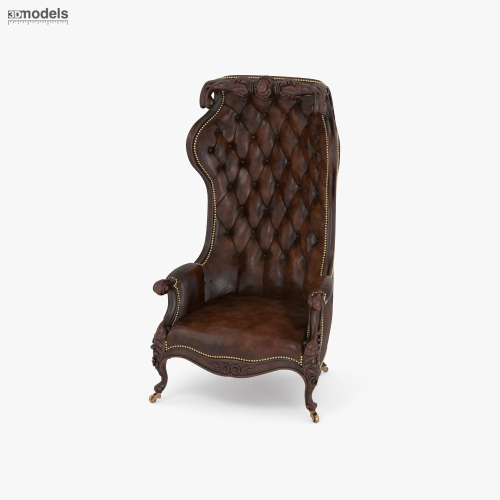 Victorian Mahogany And Leather Hall Porters Cadeira Modelo 3d