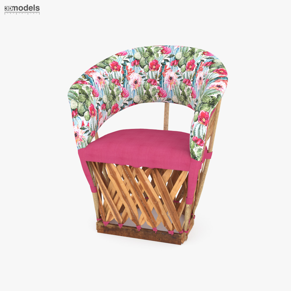 Equipale Floral Cactus and Pink Padded Chair 3d model