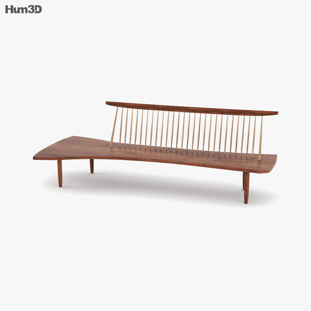 George Nakashima Woodworkers Conoid Bench 3D model