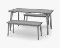 Made Fjord Dining table and Bench set 3d model