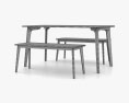 Made Fjord Dining table and Bench set 3d model