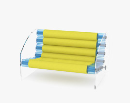 Mojow Sofa with transparent PMMA Walls and Yellow Runner Covers Modèle 3D