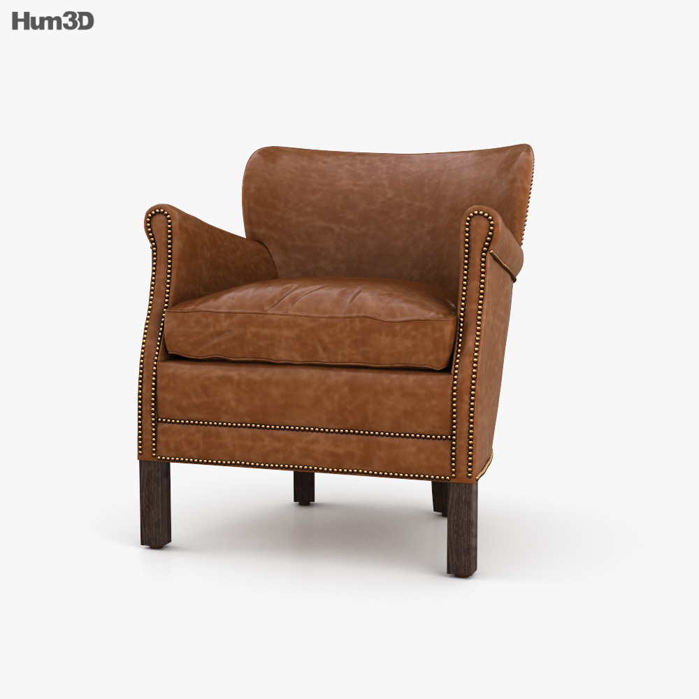 Restoration Hardware Professor 27s Leather armchair With Nailheads 3D model