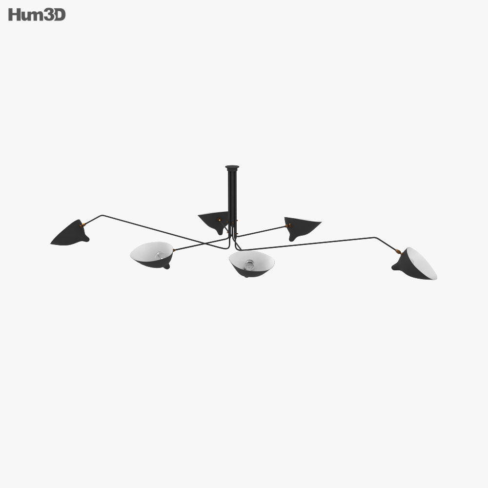 Serge Mouille Six Arm Rotating Ceiling lamp 3d model