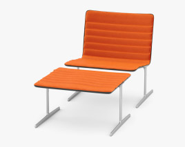 Vitsoe German Dieter Rams 601 Easy 椅子 with foot stool 3D模型