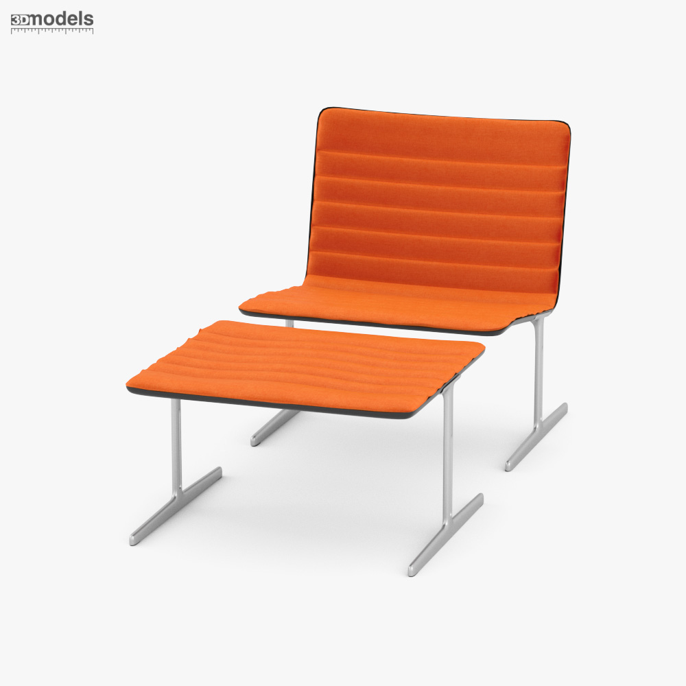 Vitsoe German Dieter Rams 601 Easy 椅子 with foot stool 3D模型