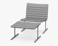 Vitsoe German Dieter Rams 601 Easy チェア with foot stool 3Dモデル