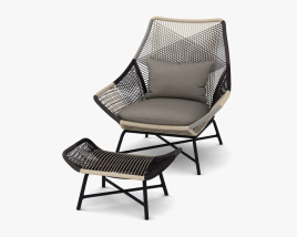 West Elm Huron Outdoor Chaise longue and Ottoman Modèle 3D