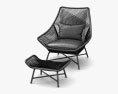 West Elm Huron Outdoor Lounge chair and Ottoman 3d model