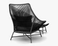 West Elm Huron Outdoor Lounge chair and Пуф 3D модель