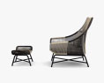 West Elm Huron Outdoor Lounge chair and Пуфик 3D модель
