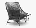 West Elm Huron Outdoor Lounge chair and Пуфик 3D модель