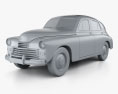 GAZ M20 Pobeda 1946 3D модель clay render