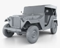 GAZ-67 1943 Military Vehicle 3d model clay render