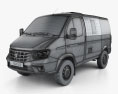 GAZ Sobol Business 2023 3Dモデル wire render