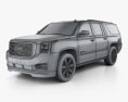 GMC Yukon XL Denali with HQ interior and engine 2017 3d model wire render
