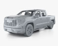 GMC Sierra 1500 Crew Cab ShortBox Denali mit Innenraum 2024 3D-Modell clay render