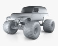 Grave Digger 2024 3D 모델  clay render