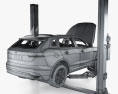 Car with an open hood on Car Lift 3d model