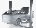Car with an open hood on Car Lift 3d model