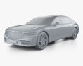 Genesis G90 LWB 2024 3D 모델  clay render