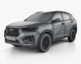 Great Wall Haval H6 HQインテリアと 2021 3Dモデル wire render