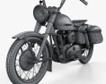 Harley-Davidson Model K 1953 3D 모델  wire render