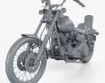 Harley-Davidson FXWG Wide Glide 1980 3D модель clay render