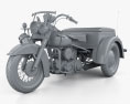 Harley-Davidson Servi-Car Polizei 1958 3D-Modell clay render