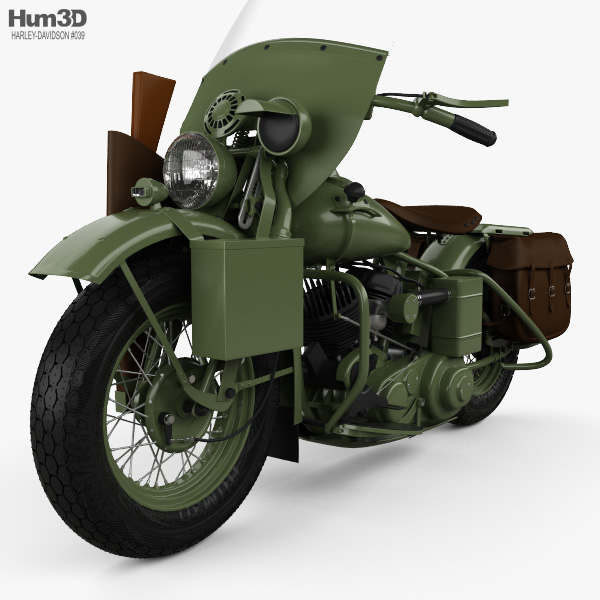 Harley-Davidson WLA 1941 US Army Motorcycle Modello 3D