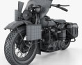 Harley-Davidson WLA 1941 US Army Motorcycle 3D模型 wire render