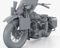 Harley-Davidson WLA 1941 US Army Motorcycle Modello 3D clay render