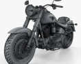 Harley-Davidson FLSTFB Softail Fat Boy Lo 2010 3D模型 wire render