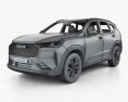 Haval H6 with HQ interior 2023 3d model wire render