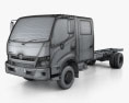 Hino 300 Crew Cab 섀시 트럭 2019 3D 모델  wire render