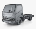 Hino Dutro Single Cab 섀시 트럭 2024 3D 모델  wire render
