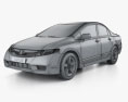 Honda Civic 轿车 2012 3D模型 wire render