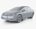 Honda Civic 轿车 2012 3D模型 clay render