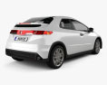 Honda Civic TypeR 2011 3D模型 后视图