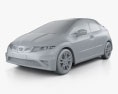 Honda Civic TypeR 2011 3D-Modell clay render