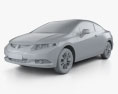 Honda Civic coupé 2015 3D-Modell clay render