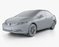 Honda Civic 세단 2015 3D 모델  clay render