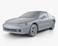 Honda Civic del Sol 1998 3D модель clay render