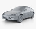 Honda Civic CRX 1991 3d model clay render