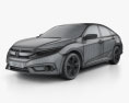 Honda Civic 세단 Touring 2019 3D 모델  wire render